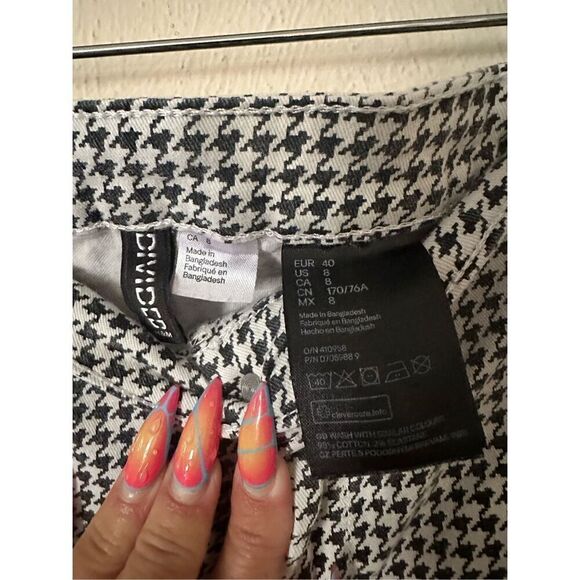H&M DIVIDED Black White Houndstooth High Waist Super Skinny Ankle Jeans Size 8 - Picture 3 of 6
